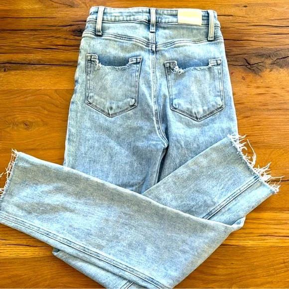 Paige High Rise Cindy Straight Jeans Women's Size 27 Blue Acid Wash Raw … - Picture 8 of 8